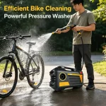 Powerful pressure washer for auto and bike cleaning with adjustable water pressure.