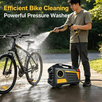 Powerful pressure washer for auto and bike cleaning with adjustable water pressure.