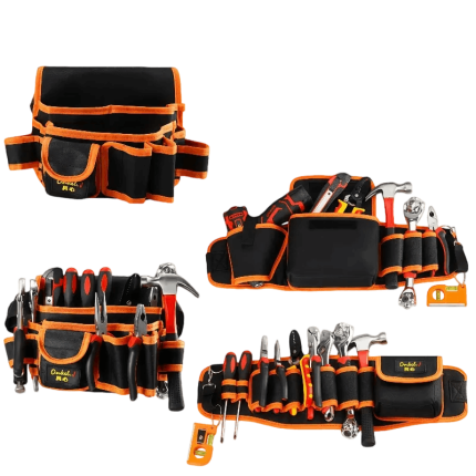 DIY renovation pro tool belt – durable work pouch for home improvement and construction projects.