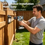DIY outdoor installation drill tool – powerful 21V cordless drill making outdoor projects easy for homeowners and contractors.