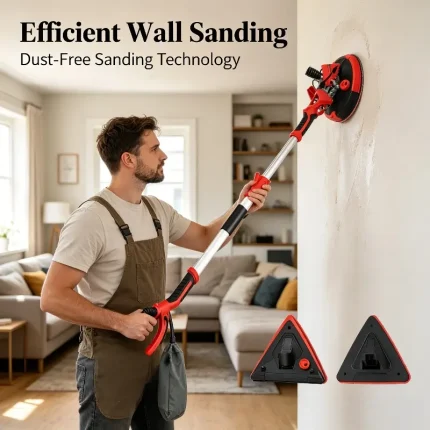 Professional Triangular Wall Corner Sander with Vacuum Extraction System and Extendable Handle