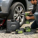 Cordless impact wrench kit for auto repair – 2.7V Li-ion (likely typo for 20V), compact tool for light-duty automotive tasks.