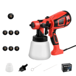 Electric Spray Gun Painting Wooden Fence Outdoors with Multiple Nozzles