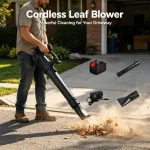 Handheld cordless electric leaf blower for home and garden maintenance