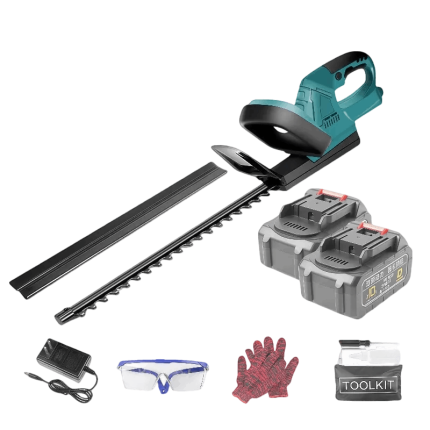 Cordless powerful hedge trimming toolkit – efficient electric hedge shears for garden maintenance.