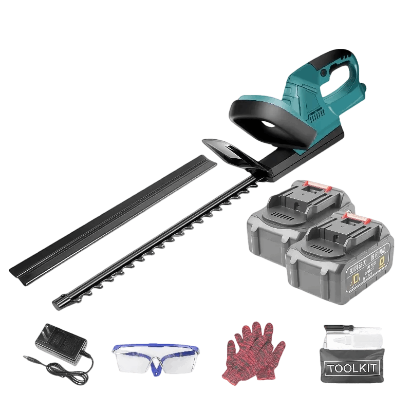 hedge-trimmer-tool-kit Cordless powerful hedge trimming toolkit – efficient electric hedge shears for garden maintenance.