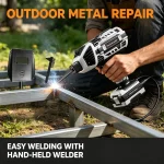 Inverter handheld welding tool for outdoor metal repair – easy welding with portable stick welder.