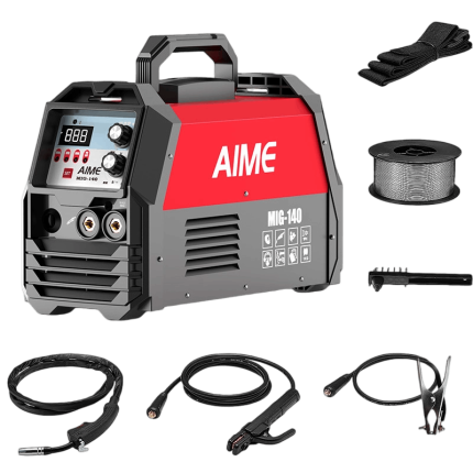 PNG image of AIME MIG-140 welding machine – showing model number and 888 display on transparent background for web use.