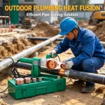 Outdoor plumbing heat fusion tool – efficient pipe joining solution for irrigation, pool plumbing, and construction sites.