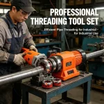 Professional pipe threading tool set – electric threader for efficient industrial pipe threading.