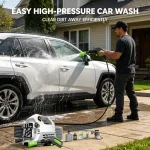 Portable car pressure washer – easy high pressure car wash to clear dirt away efficiently.