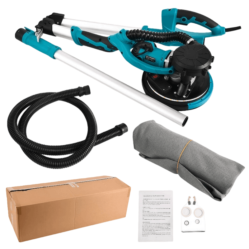 wall-sander-with-dust-extraction Electric drywall sander with dust extraction system – front view showing wall sander body, sanding head, and built-in dust collection port for clean sanding.