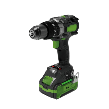 Man using 20V cordless drill for outdoor wall installation