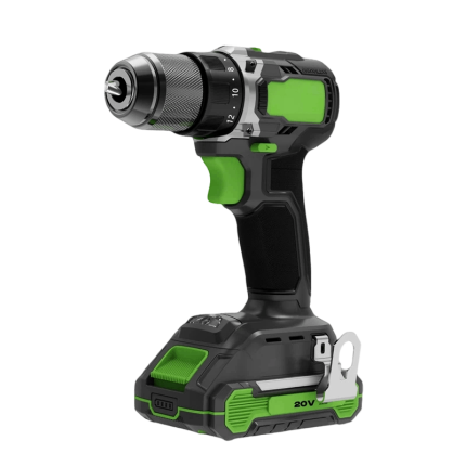 20V brushless dual speed impact drill with lithium battery, cordless handheld power drill with three jaw chuck