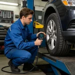 Inflator showing real-time tire pressure reading, accurate to 0.1 PSI