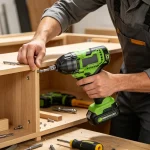 Home renovation using 12V brushless impact wrench for wall installation