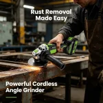 Cordless angle grinder makes rust removal easy, efficiently removing rust from metal surfaces