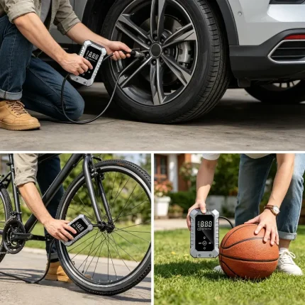 Wireless inflator pumping car tire, digital preset 2.5 BAR auto stop