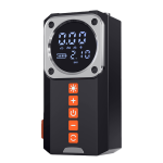 2-in-1 emergency jump starter and tire inflator, digital screen showing 0.00 and 210 pressure reading