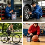 Home portable inflator, preset pressure 2.5 bar / 150 PSI for easy tire maintenance