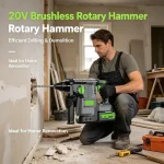 Powerful 20V rotary hammer for easy wall drilling