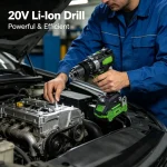Mechanic using 20V Li-Ion drill for automotive repair
