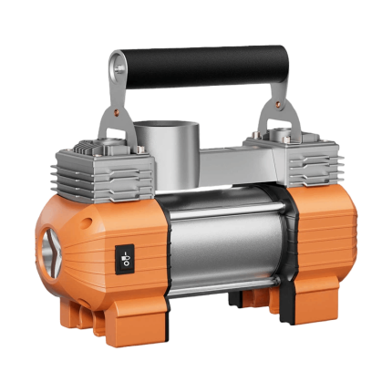 Metal dual‑cylinder portable car air pump, efficient tire inflation, power tool ready, outdoor adventures made easy