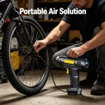 All-in-one inflator, digital display showing 250, preset pressure auto stop