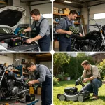 DIY enthusiast using mini welder to build furniture, welding iron pipes