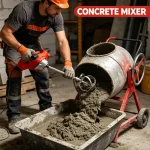 Stainless steel mixing paddle and handle details of cement mixer
