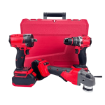 Lithium-ion power tool set including angle grinder, impact wrench, drill, easy to use